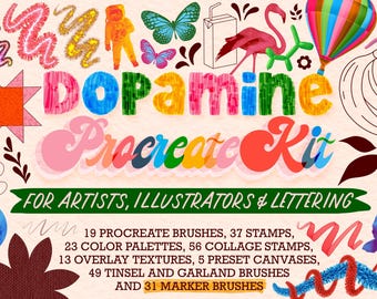 Procreate Brushes Kit | Maximalist Collage Stamps, Textures, Palettes (Digital Download)