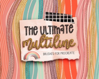 Multi Line Procreate Brushes | Procreate Brushset | Procreate Glitter Brush | Digital Art | Outlines, Procreate Lettering, Paper Overlay
