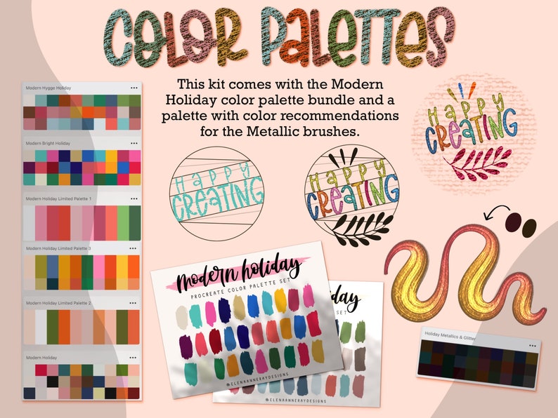 Procreate Holiday Lettering Brush Set, Glitter, Texture, Stamps (Digital Download) image 8