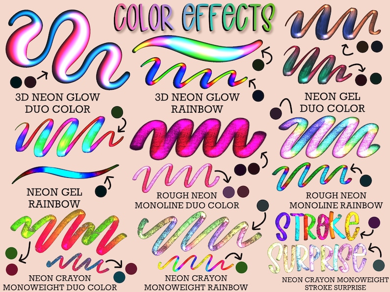 Neon Procreate Brushes Procreate Grid Builder Glitter Brush Etsy