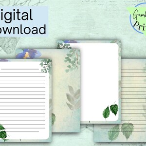 Calm Blue Printable stationary set US Letter size PDF| Instant Download stationary paper pack| Pretty Watercolor Printable stationary pages