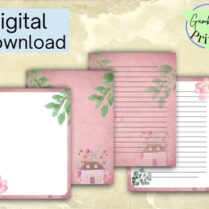 Juego de papelería con diseño de casa en acuarela / Tamaño carta estadounidense imprimible (Descarga digital)