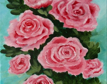 A Bunch of Roses is an Original Acrylic Painting on a 11X14 Stretched Canvas by Kathleen Wincentsen, KWincentsenArt