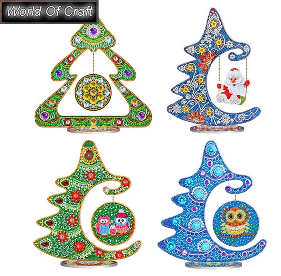 5D Diamond Painting Four Abstract Christmas Ornaments Kit