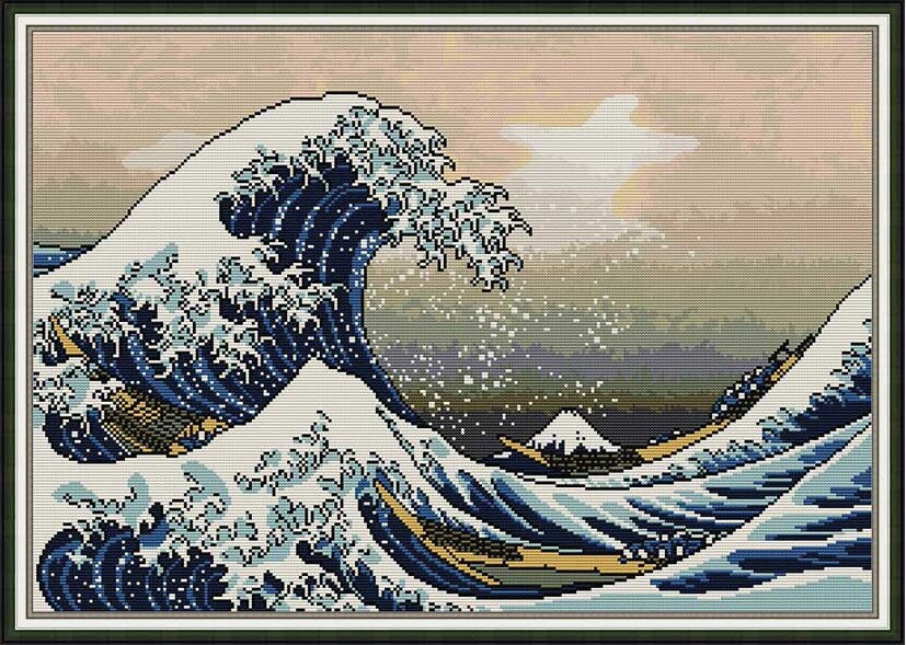The Great Wave off Kanagawa Bookmark Counted Cross Stitch Pattern – The Art  of Cross Stitch