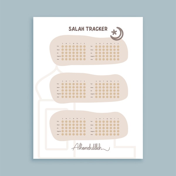 Salah Tracker | Simple Layout | Muslim Prayer Tracker | WEEKLY Salah Tracker Checklist | Islamic Art Prints | Islam Fun Education