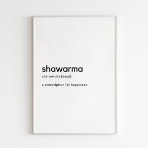 SHAWARMA Humorous Definition Print | شاورما | Arabic Comic Phrase | Sarcasm | Middle Eastern Wall Art | Dorm Room Decor | Funny Posters
