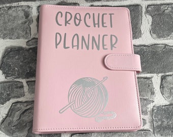 Personalised Planner, faux leather notebook with sections, crochet planner with dividers