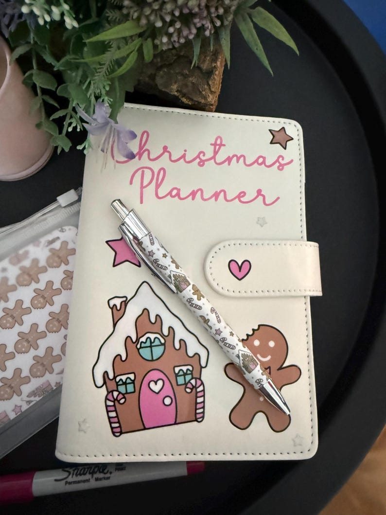 Personalised gingerbread Christmas planner, Christmas organiser, Christmas notebook, Xmas planner image 9