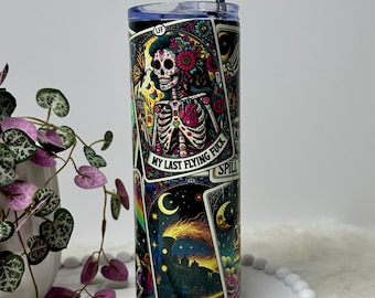 Funny sarcastic tarot card cup, skeleton travel cup, funny thermos cup, tarot card stainless steel tumbler, funny sweary gift for her