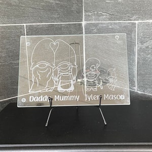 Gnome family glass chopping board, gnome work top saver