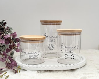 Personalised Pet treat jar, dog treat kitchen storage, personalised storage jars, dog treat kitchen canister, personalised gift for new pet