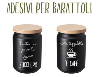 2 adesivi barattoli personalizzati zucchero caffè design cucina