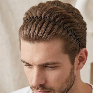 Metal Hair Band for Men Women Headband, Unisex Black Wavy Spring Sports Headband Men Hair Band Hoop Clips Women Accessories Simple Elastic