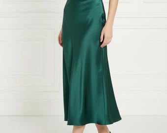 Handmade Indian Silk Midi Skirt | High Waist Flowy Skirt