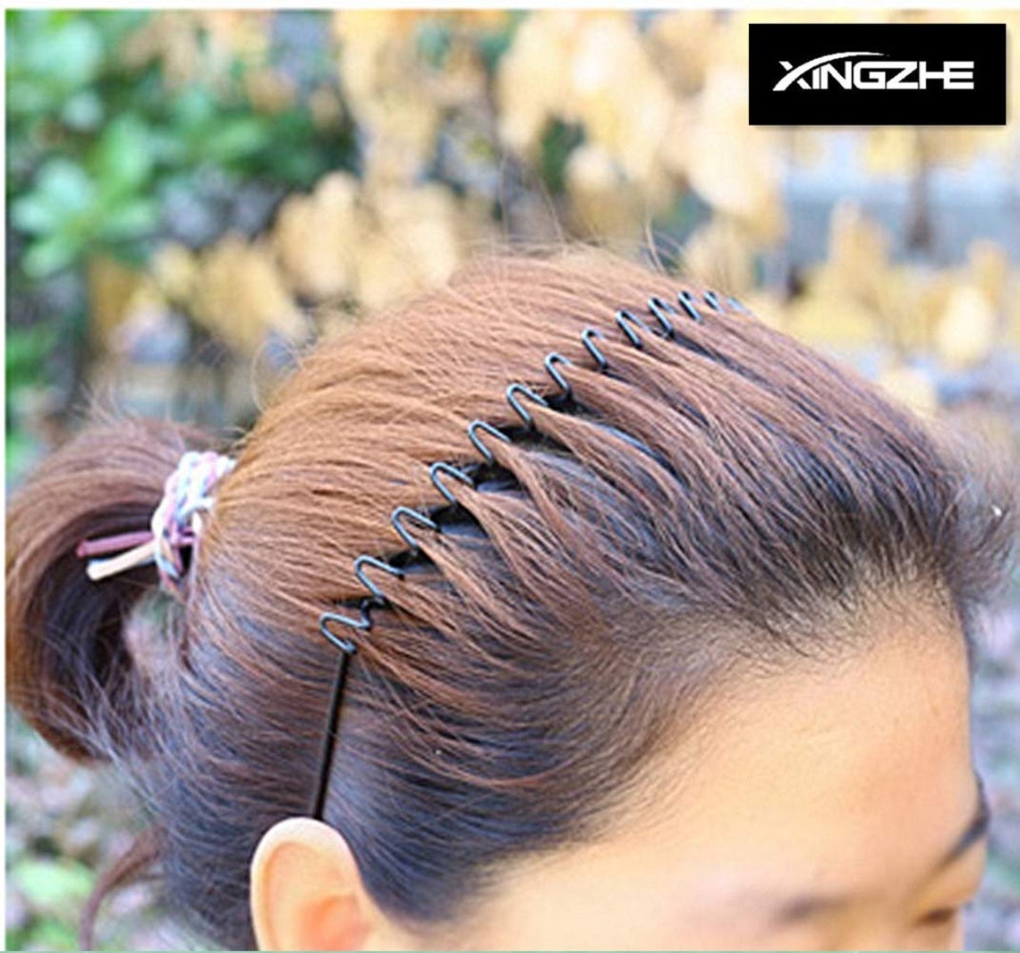 Metal Hair Band for Men Women Headband Unisex Black Wavy Etsy Metal Hair Band for Men Women Headband Unisex Black Wavy Etsy