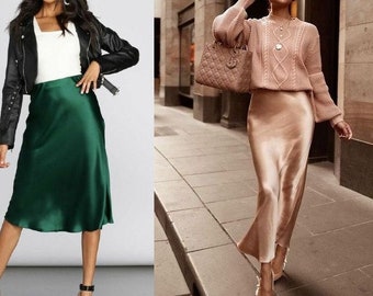 Silk slip skirt maxi 100% Creamy silk skirt Creamy Multi Color long silk satin skirt Silk bias cut slip skirt Silk clothing Silk basics