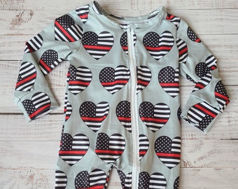 Säugling dünne rote Linie Herz Zip Up