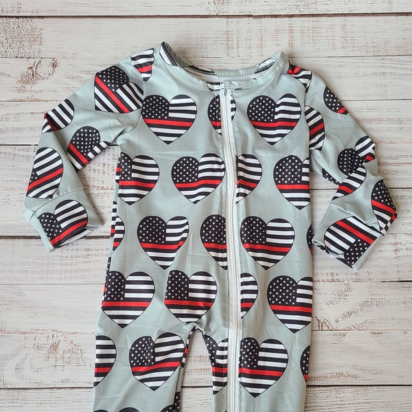 Infant Thin Red Line Heart Zip Up