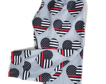 Kids Thin Red Line Heart Patterned Jogger Pants