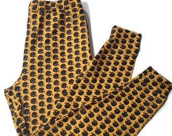 Adult Yellow and Black Football Helmet Patterned Lounge Pants