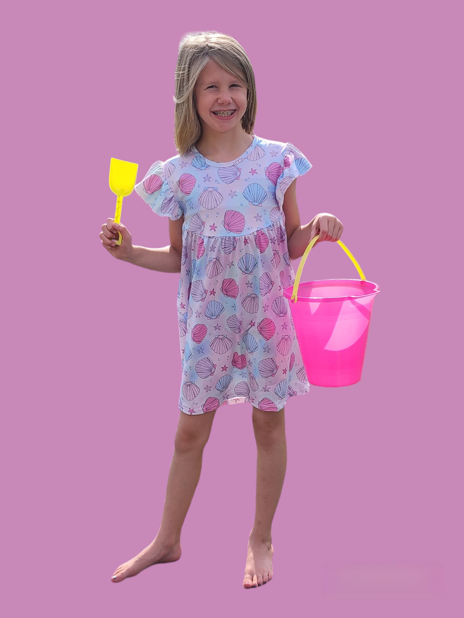 Seashell Fun Flutter Sleeve Dress