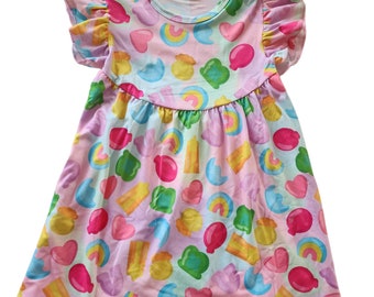 Lucky Marshmallow Flutter Sleeve Dress