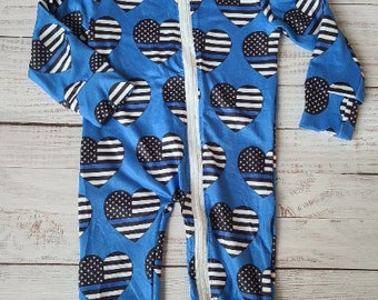 Säugling dünne blaue Linie Herz Zip Up