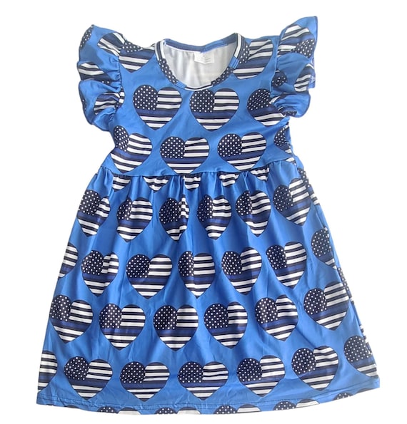 Thin Blue Line Love Flutter Sleeve Dress