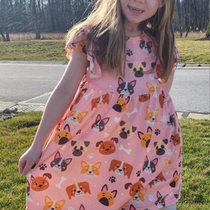 Playful Puppy Flutter Sleeve Dress