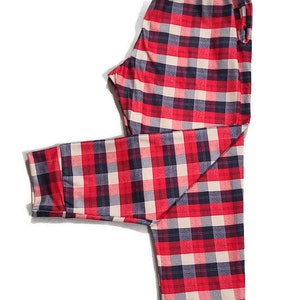 Kids Red and Navy Plaid Jogger Pants image 2