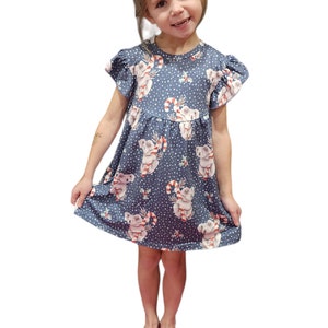 Koala Holiday Cuddles Flutter Sleeve Dress