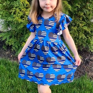 Thin Blue Line Love Flutter Sleeve Dress