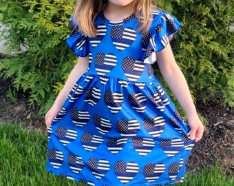knee length dresses for ladies Thin Blue Line Dress – Shop With Cre main image 1
