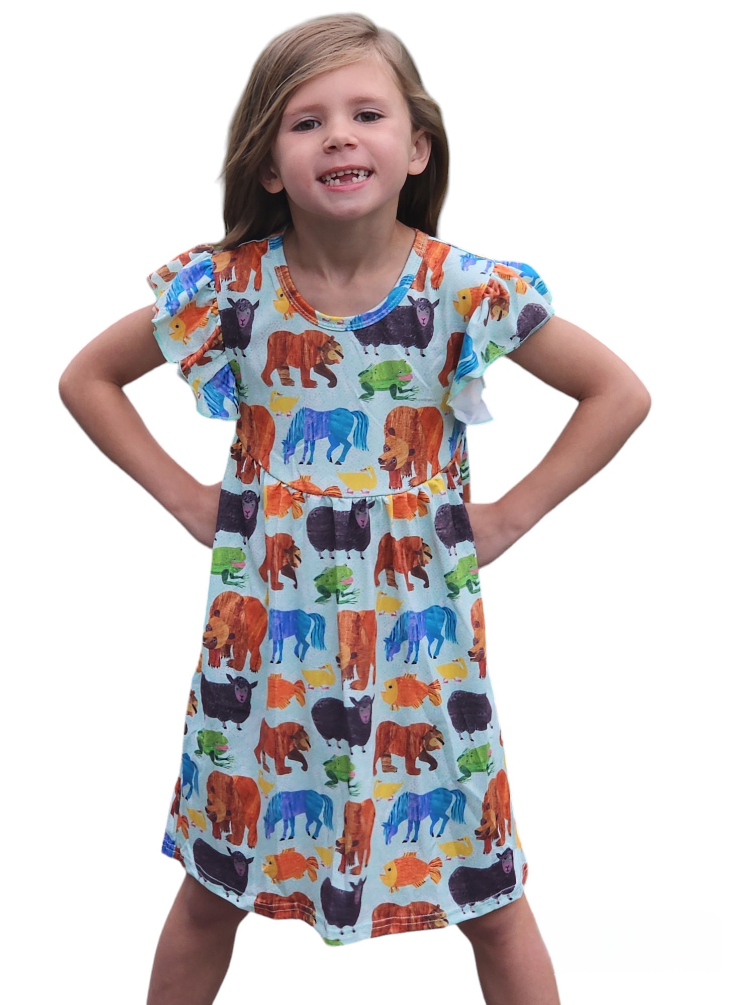 Beary Good Friends Flutter Sleeve Dress