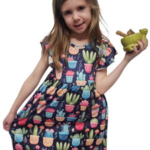 Cactus Friends Flutter Sleeve Dress