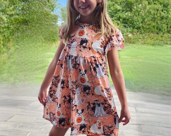 Trick or Dog Treating Flutter Sleeve Dress