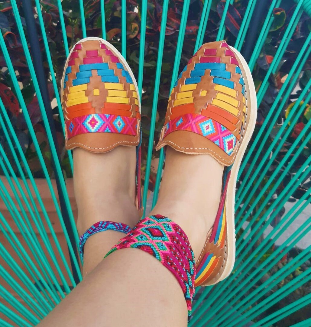 multi colored huaraches shoes