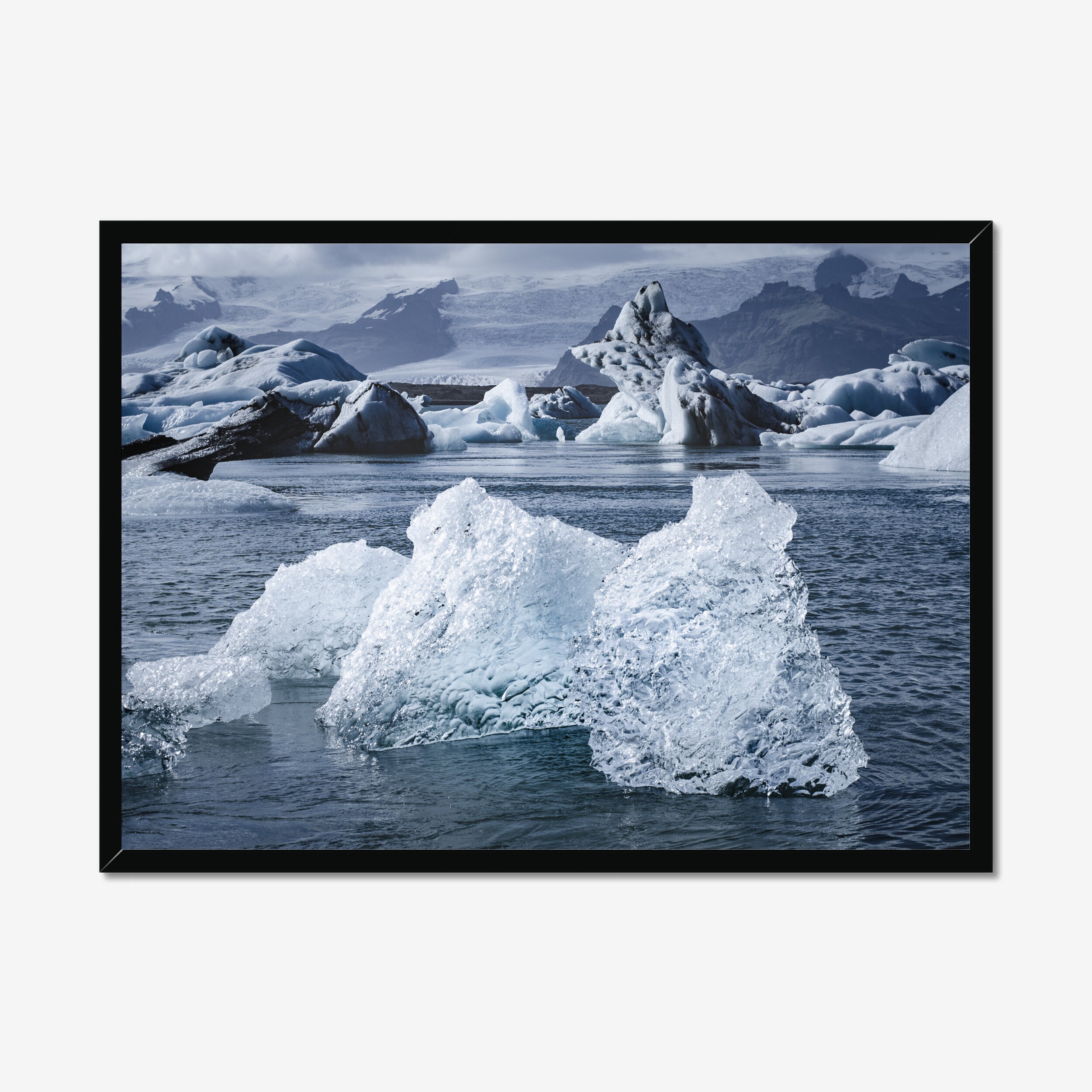 Islande Paysage Marin Jökulsárlón Glacier Iceberg Balck et Blanc Photographie Impressions Nature Art