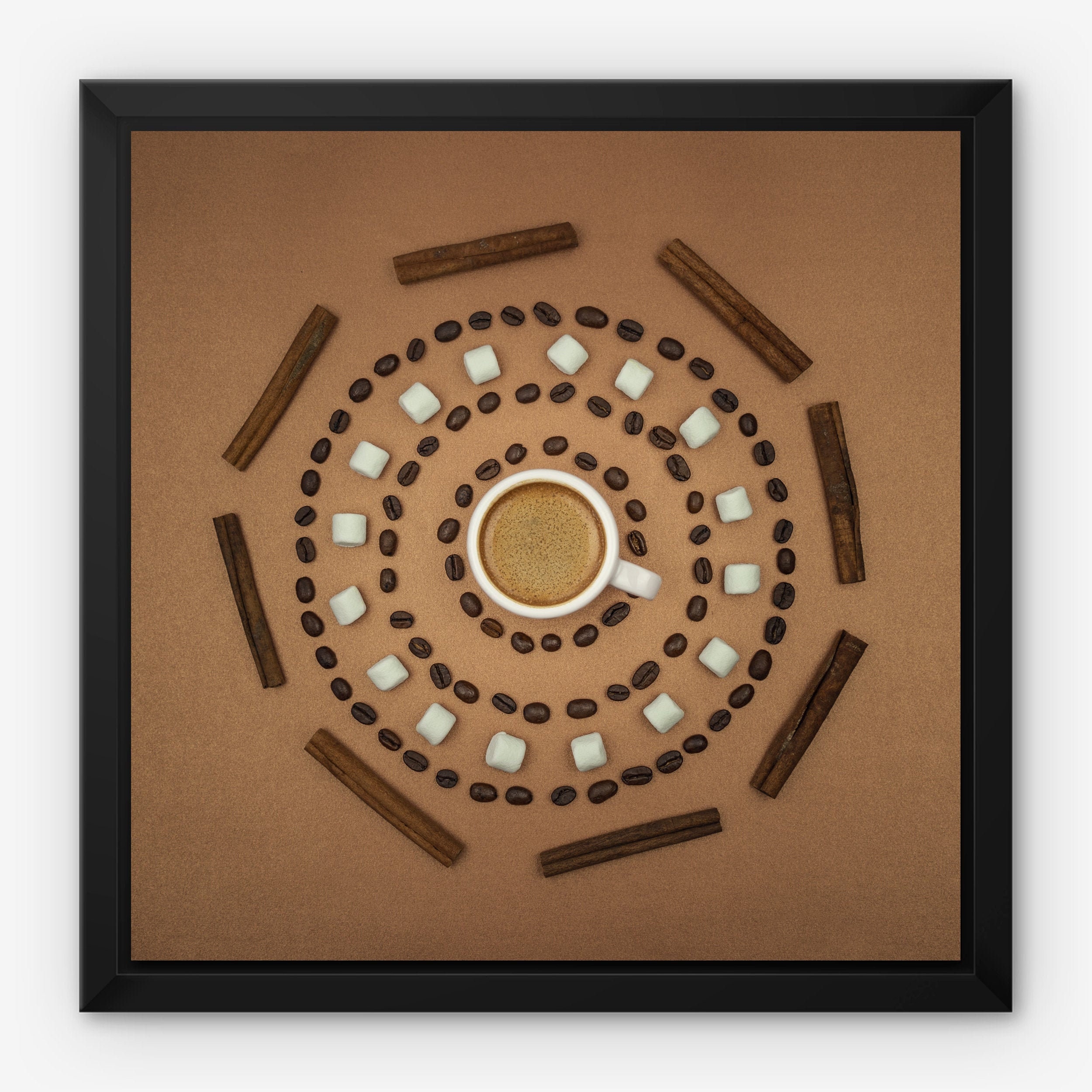 Grains de Café Mandala Cuivre Composition Photographie Impressions Wall Art Home Décor Minimaliste
