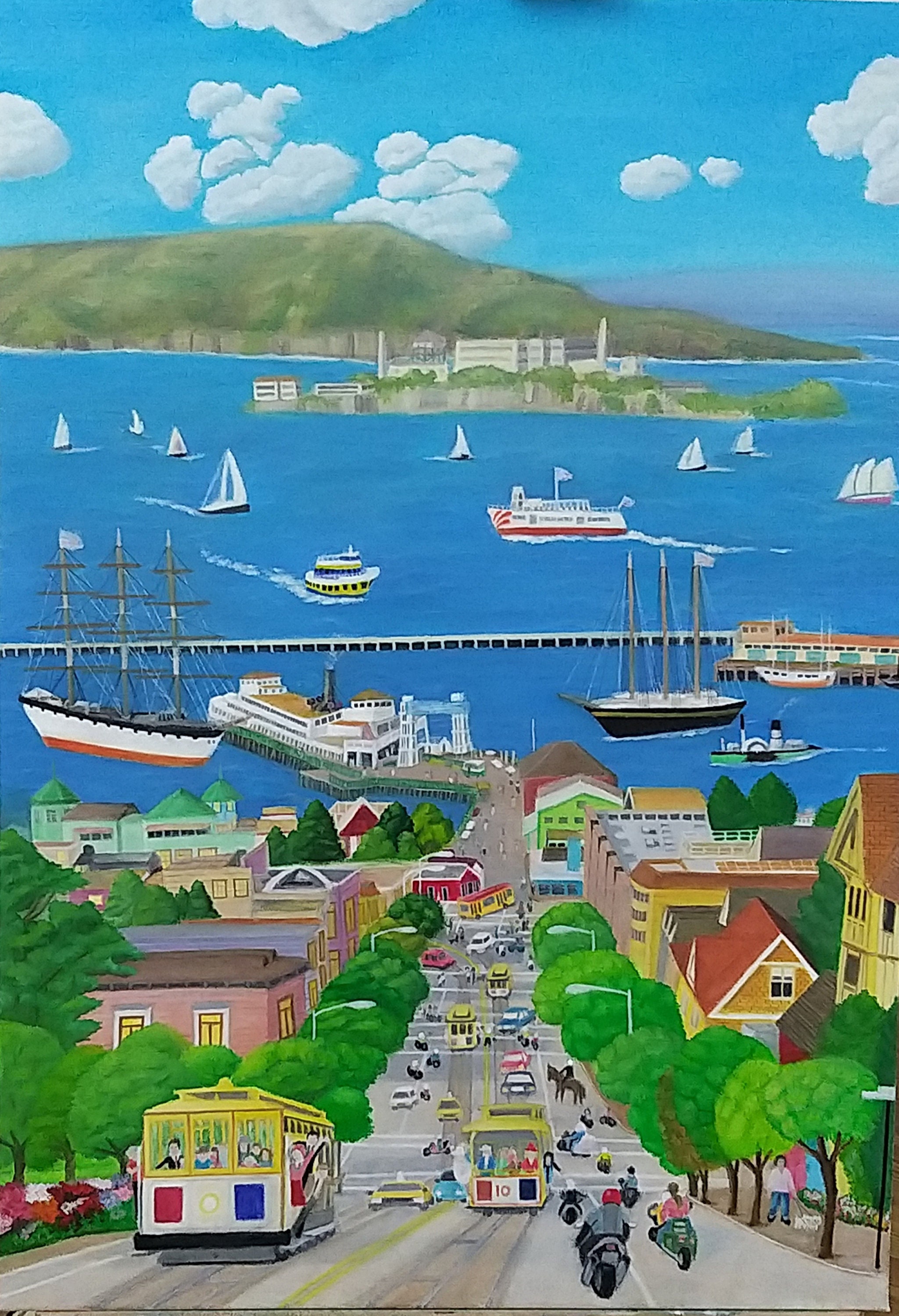 San Francisco Alcatraz Prison. Oil Painting Picture. 70100 in Etsy