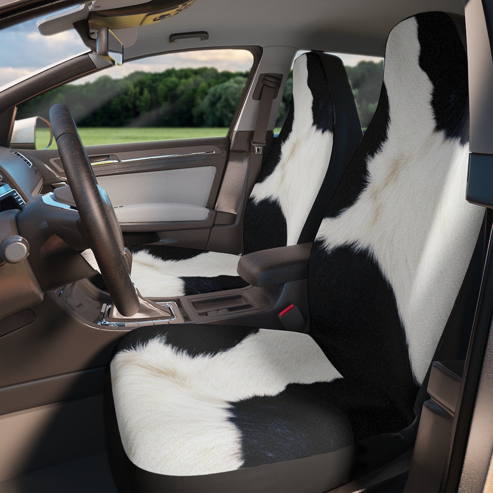 Cowhide Seat Covers set of 2 Gifts for Her Black and Etsy