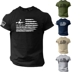 Come And Take It American Flag T-Shirt, 1776, Veteran, USA, 2A, 2nd Amendment