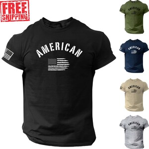 American Flag T-Shirt Patriotic USA Vintage Mens Veteran 2A Military 1776 S-2XL
