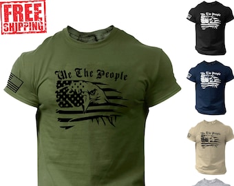 We The People Bald Eagle American Flag T Shirt, Patriotic, Veteran, 1776, USA
