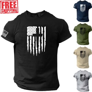 Christian American Flag T-Shirt, Cross, Patriotic, Veteran, Jesus, Bible, USA
