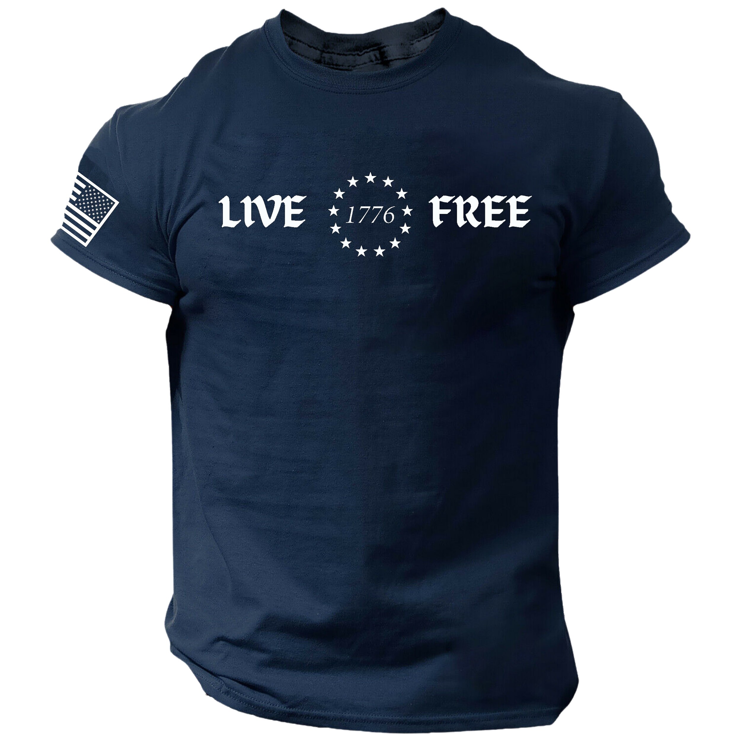 Show Your Patriotism With This 'Live 1776 Free' T-Shirt – American Flag Tee, Unisex, Freedom & Constitution Theme