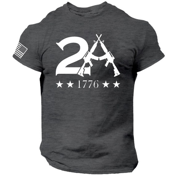 2nd Amendment Patriotic T-Shirt - American Flag 1776 Military Design, Unisex Adult Sizes, Brand New With Tags