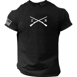 Vintage Crossed Muskets 1776 T Shirt, Patriotic, American Flag, USA, Veteran, 2A