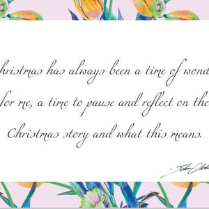 La Navidad siempre ha sido un momento de asombro para mí, un momento para hacer una pausa y reflexionar sobre la historia de la Navidad y lo que esto significa. Tarjeta de felicitación